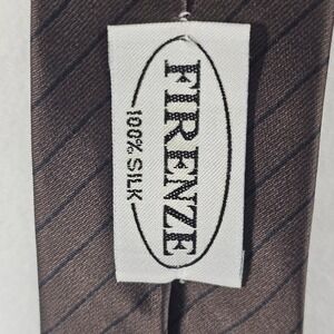 Firenze Mens 100% Silk Diagonal Striped Necktie Brown Charcoal Classic‎ Tie